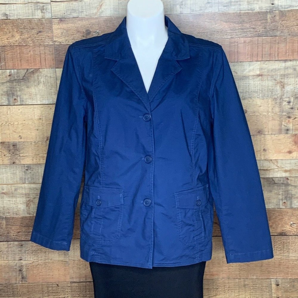 Talbots Women's Blue Cotton Spandex Jacket Blazer